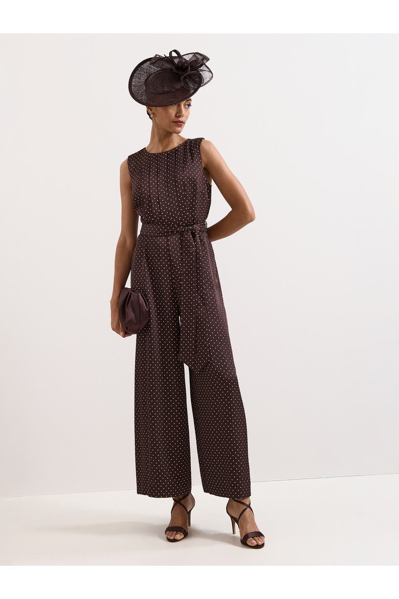 Janine Spot Jumpsuit, Main, color, Brown