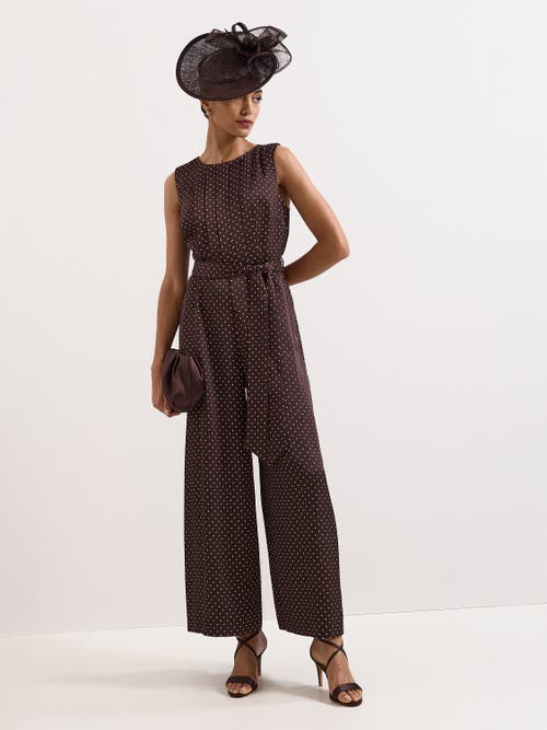 Phase Eight Janine Spot Jumpsuit In Brown