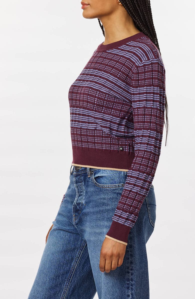 Scotch & Soda Stripe Crewneck Sweater, Alternate, color, Fig