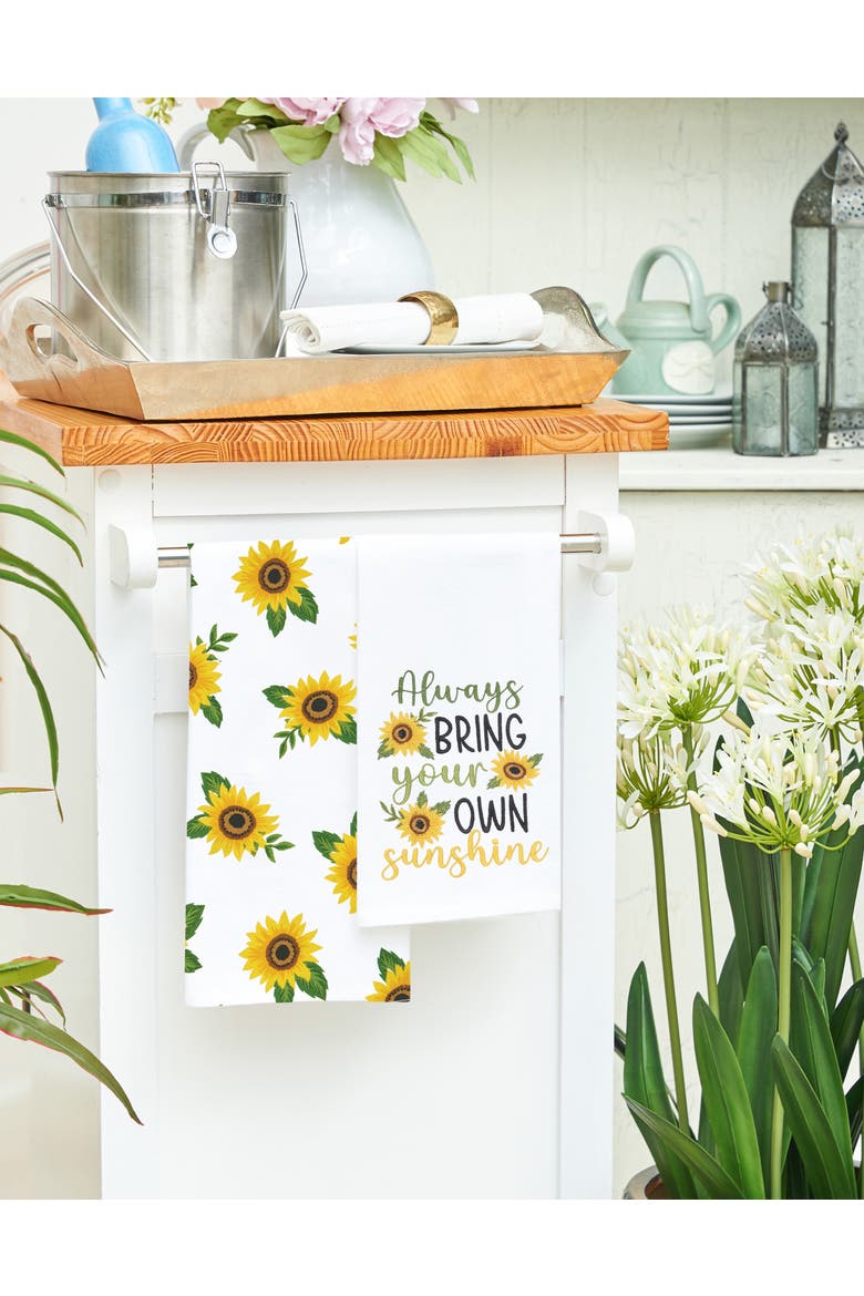 Sunshine Sunflower Cotton Kitchen Towel Set of 2, Alternate, color, Yellow
