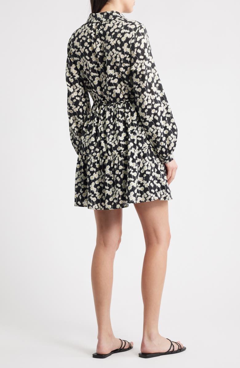 Nation LTD Sabreena Print Tie Waist Long Sleeve Organic Cotton Shirtdress, Alternate, color, Hazy Daisy