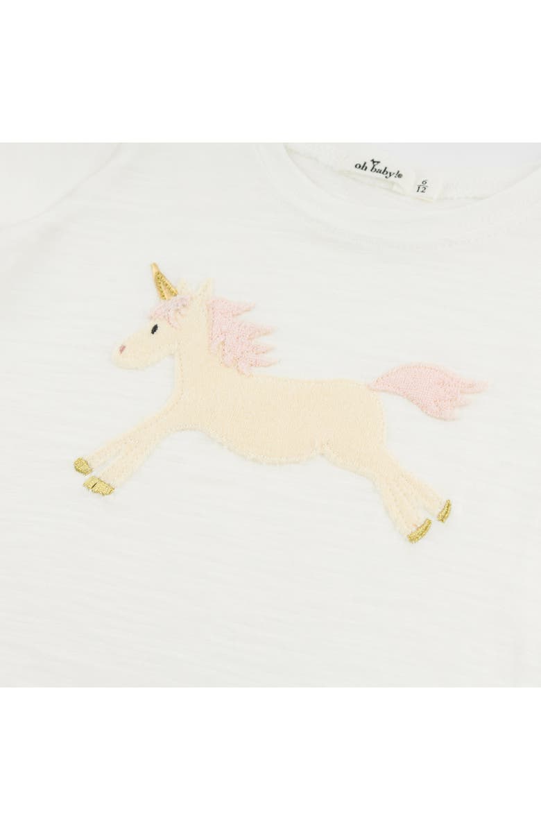 oh baby! Unicorn Raw Edge T-Shirt, Alternate, color, Cream