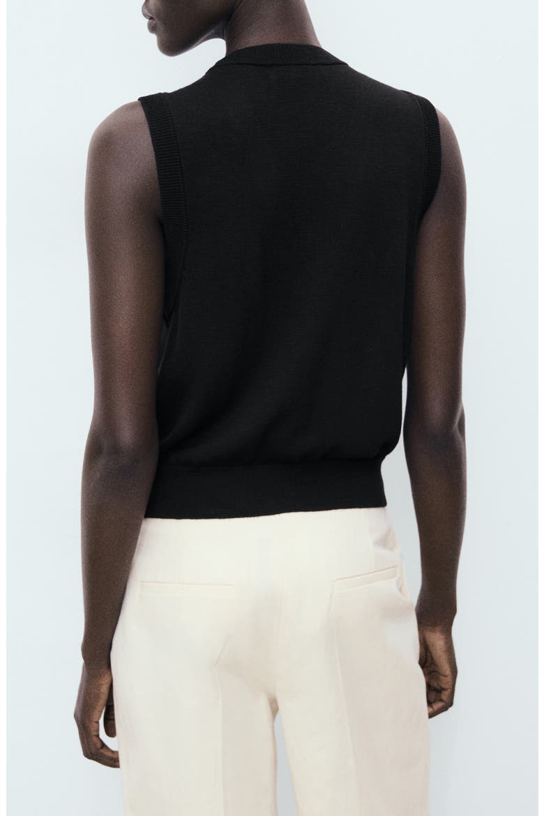 Fine Knit Sweater Vest, Alternate, color, BLACK