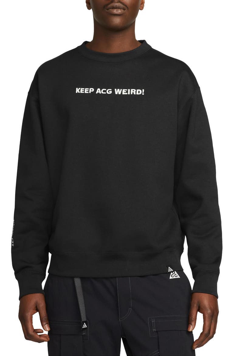 ACG Therma-FIT Crewneck Fleece Sweatshirt, Main, color, BLACK/ SUMMIT WHITE
