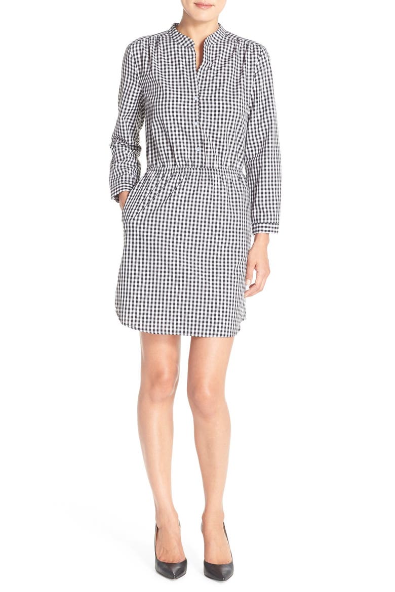 Gingham Woven Shirtdress, Alternate, color, BLACK/ WHITE