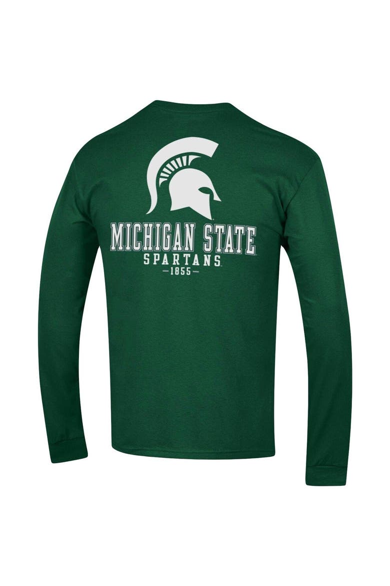 Men's Champion Green Michigan State Spartans Team Stack Long Sleeve T-Shirt, Alternate, color, Green
