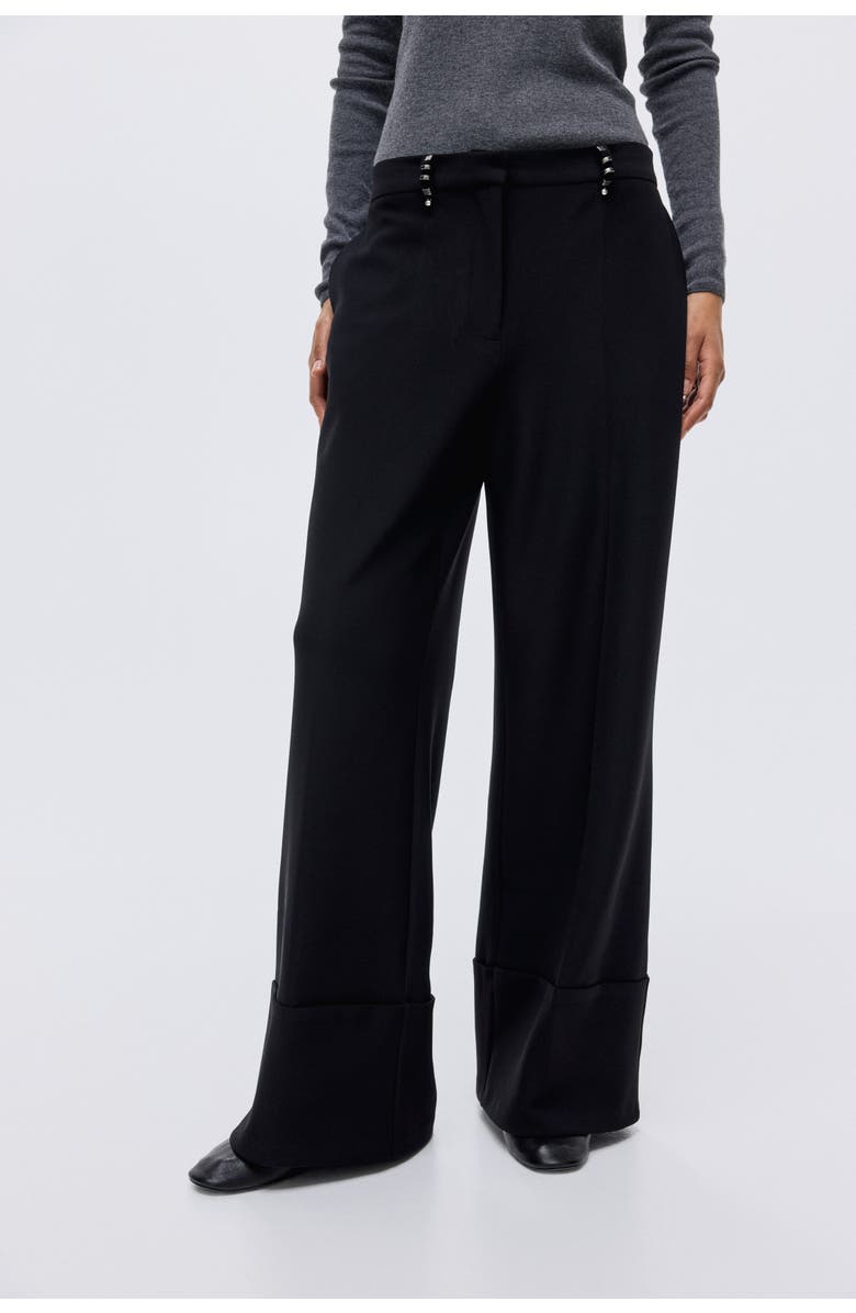 H&M Rivet-detail Tailored Trousers, Alternate, color, Black