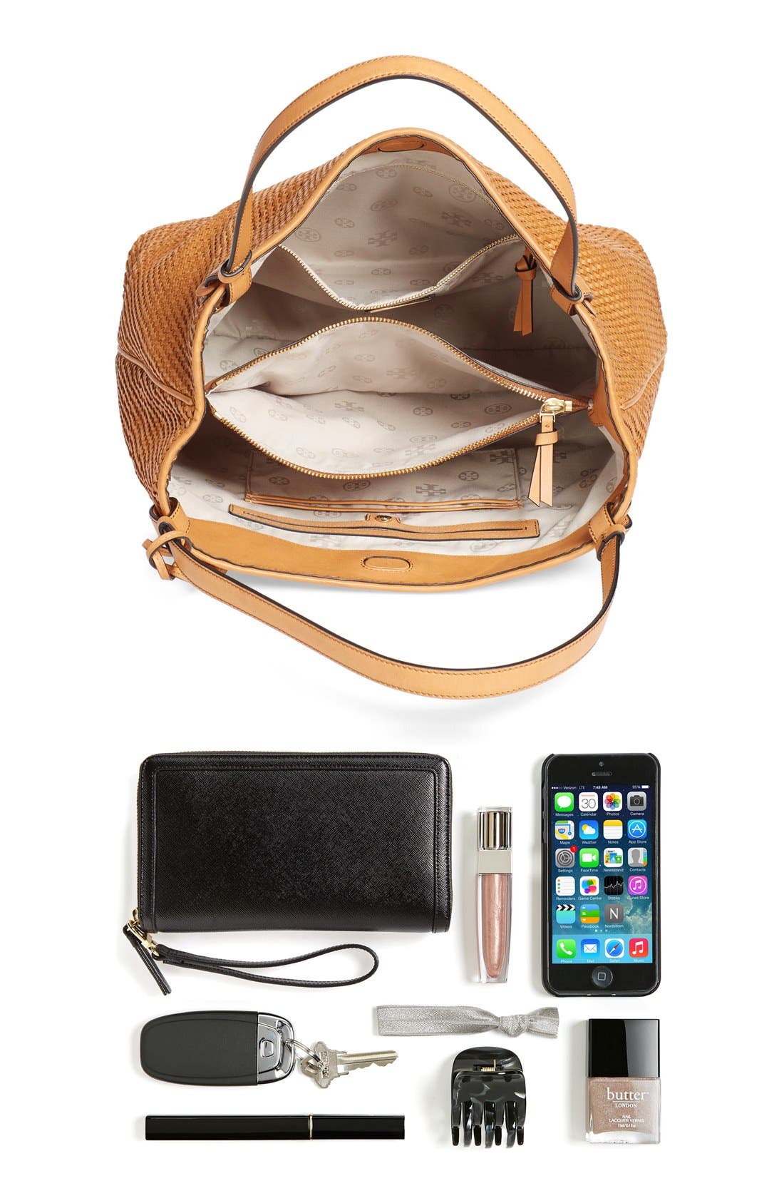 Tory Burch 'Thea' Woven Leather Tote, Alternate, color, 