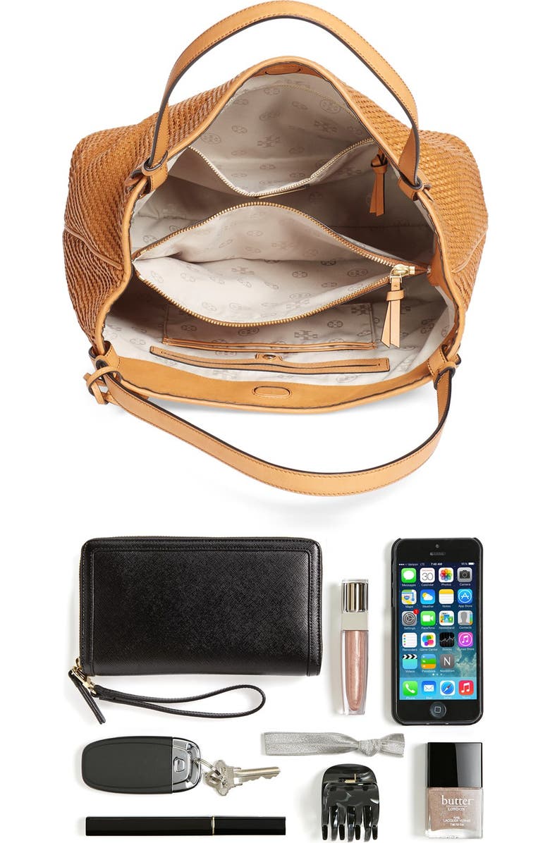 Tory Burch 'Thea' Woven Leather Tote, Alternate, color,