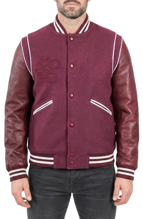 Marthyr Leather Sleeve Varsity Jacket