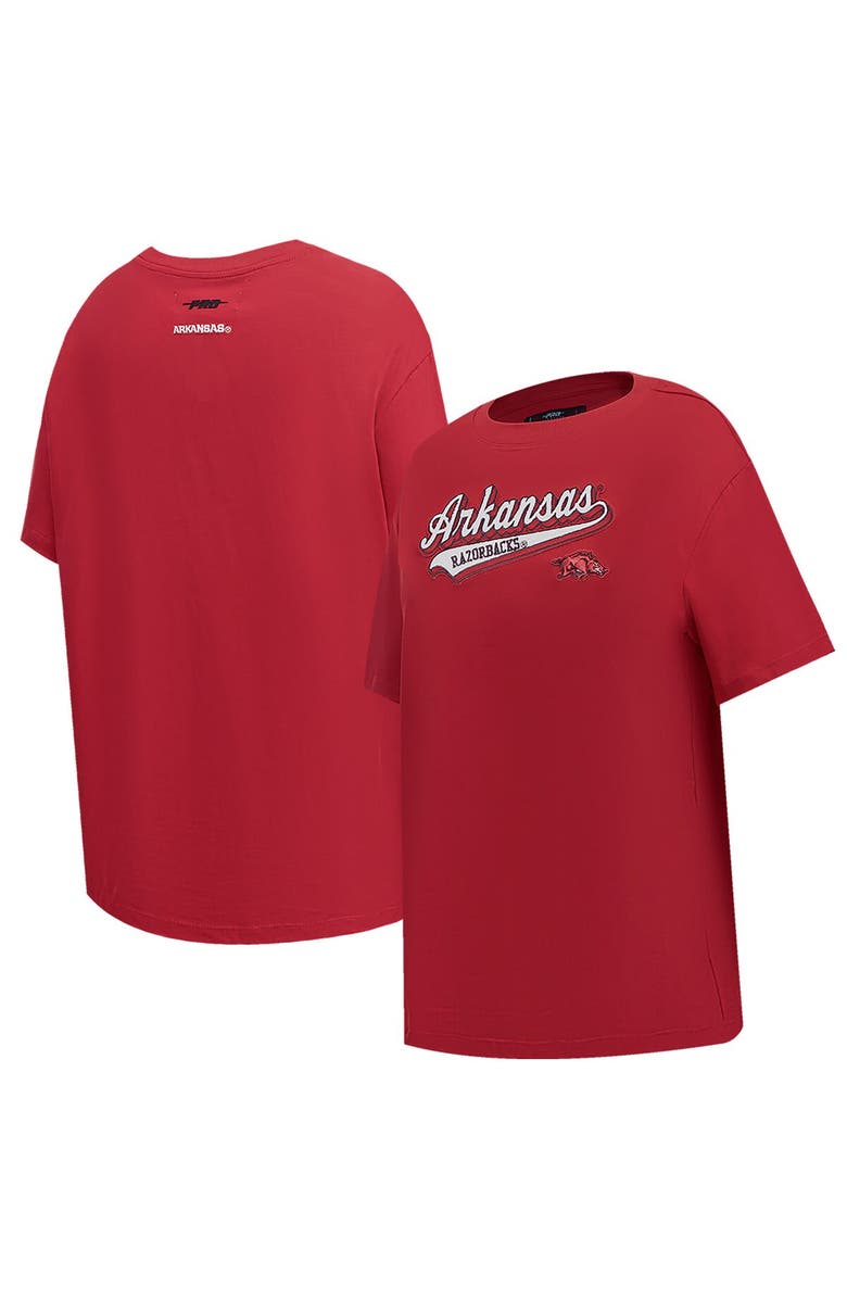 PRO STANDARD Women's Pro Standard Cardinal Arkansas Razorbacks Script Tail Oversized Boyfriend T-Shirt, Main, color, Cardinal
