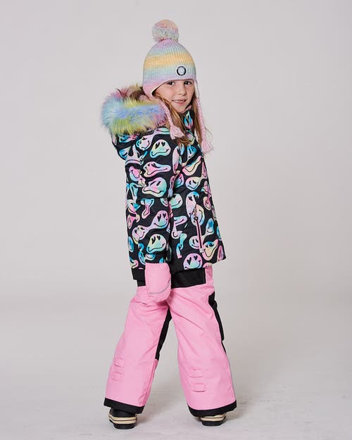 Deux Par Deux Lined Peruvian Knit Pompom Hat Multicolor In Pink