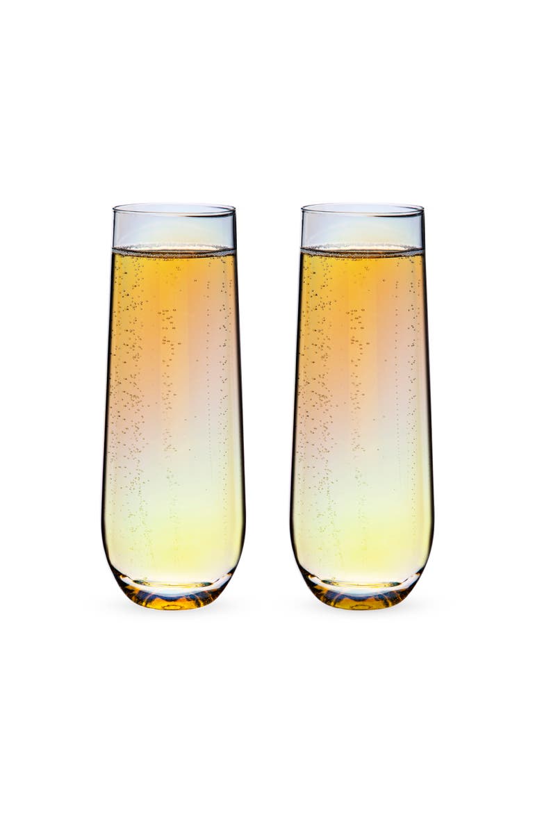 Luster Stemless Champagne Flutes Set of 2, Main, color, Multicolor