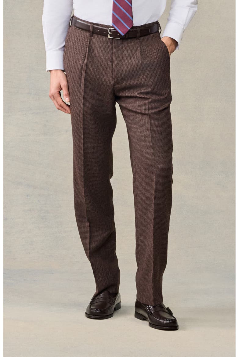 Puppytooth Wool Suit Pants, Main, color, Brown Puppytooth