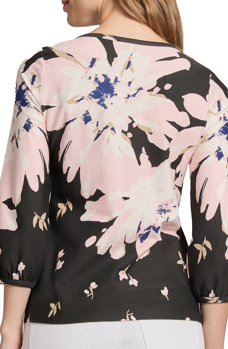 Jones New York Floral Stretch Cotton Jersey Top, Alternate, color,
