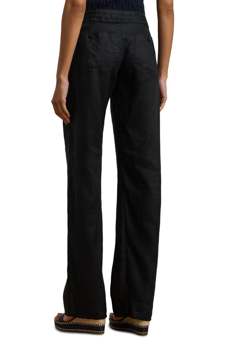 Lauren Ralph Lauren Wide Leg Linen Pants, Alternate, color, Polo Black
