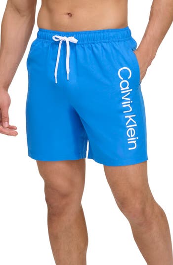 Shop Calvin Klein 7" Core Volley Shorts In Blue