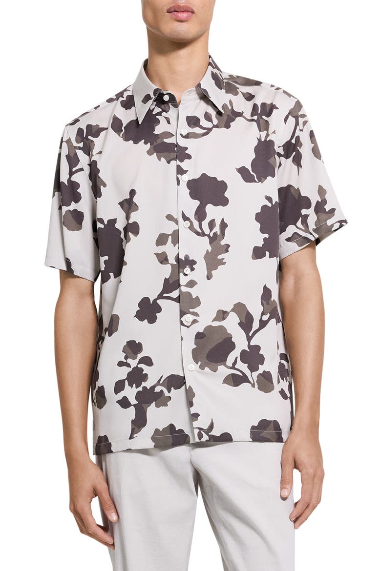 Irving Floral Short Sleeve Button-Up Shirt, Main, color, SILVER CLOUD MULTI - 2OY