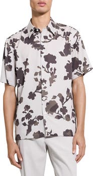 Theory Irving Floral Short Sleeve Button-Up Shirt