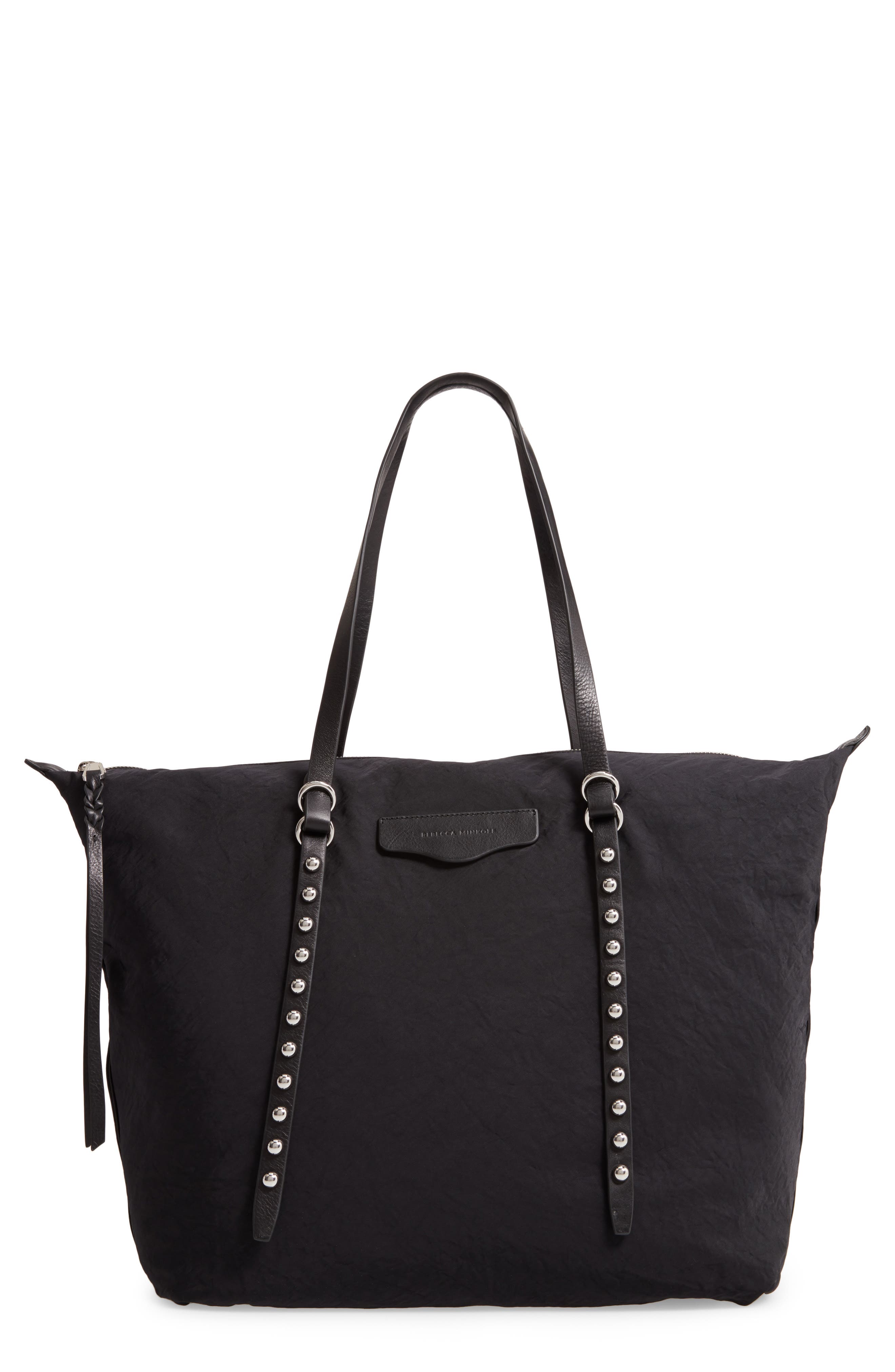 Rebecca Minkoff Bowie Studded Nylon Tote, Main, color, 