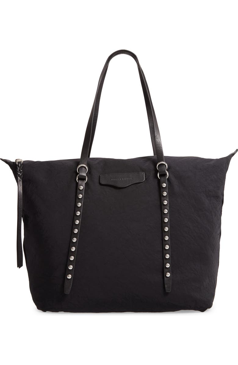 Rebecca Minkoff Bowie Studded Nylon Tote, Main, color,