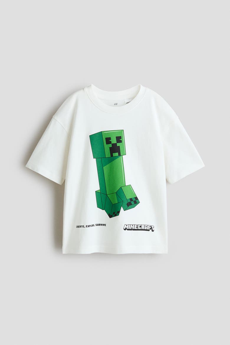 Oversized Printed T-shirt, Main, color, White/Minecraft