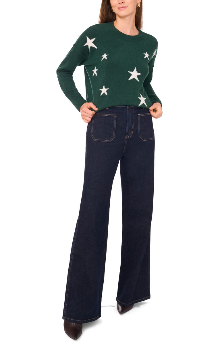 Vince Camuto Star Crewneck Sweater, Alternate, color, Windsor Moss