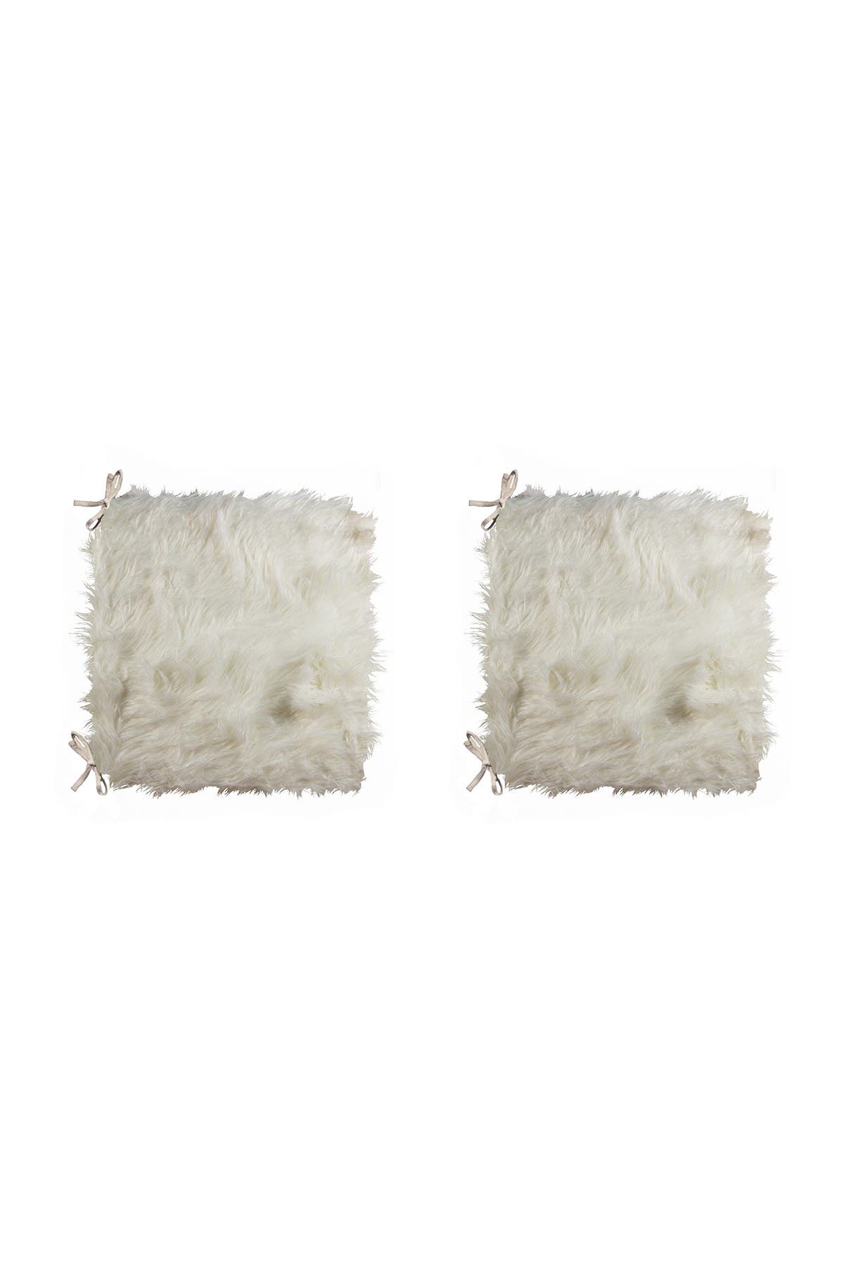 LUXE Laredo Faux Fur Seat Cushion - 17" x 17"  - Off White - Set of 2