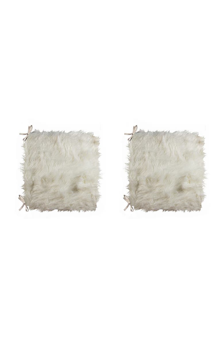 Laredo Faux Fur Seat Cushion - 17" x 17"  - Off White - Set of 2, Main, color, OFF WHITE