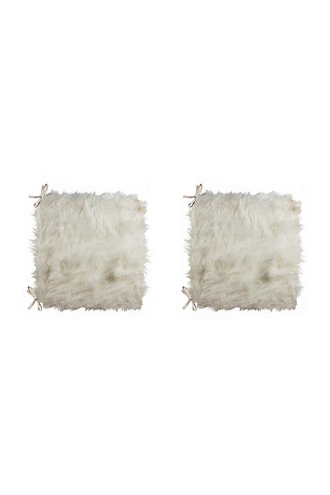 Laredo Faux Fur Seat Cushion - 17" x 17"  - Off White - Set of 2