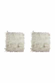 LUXE Laredo Faux Fur Seat Cushion - 17" x 17" - Off White - Set of 2