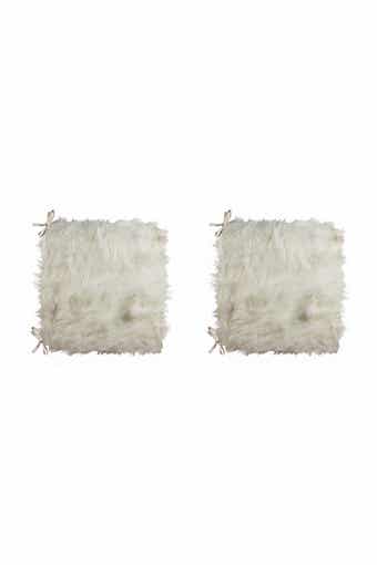 LUXE Laredo Faux Fur Seat Cushion - 17" x 17" - Off White - Set of 2