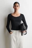 COS Satin-Trimmed Cotton Jersey Long-Sleeved Top