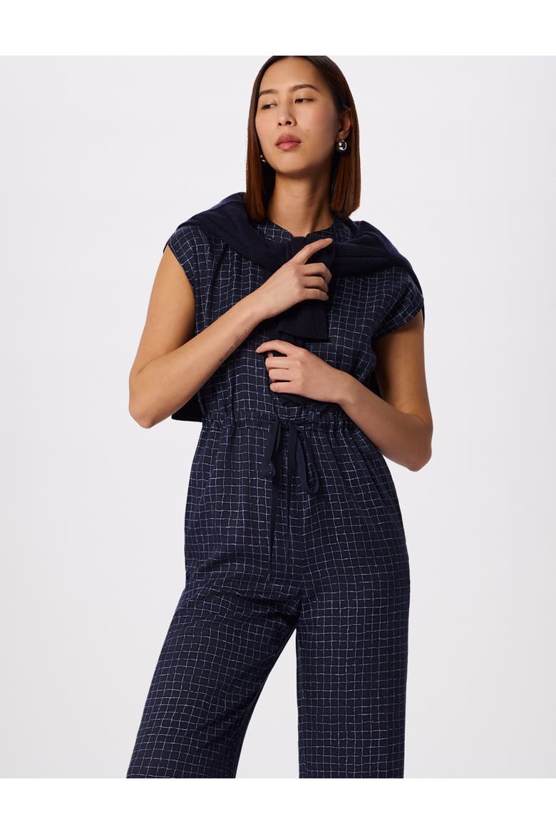 Grid Print Sleeveless Jumpsuit, Alternate, color, Blu/Multi