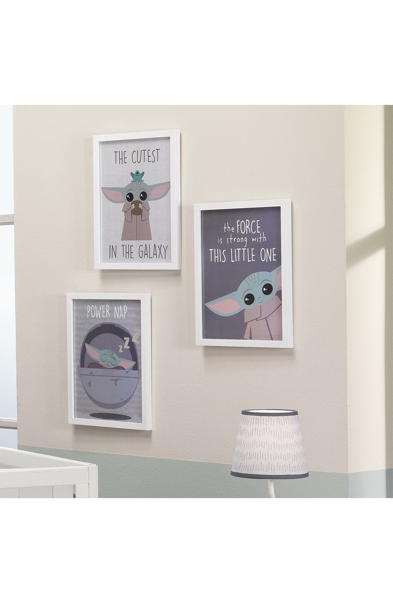 Lambs & Ivy Star Wars The Child/Baby Yoda Unframed Nursery Wall Art Decor 3pc, Alternate, color, Gray