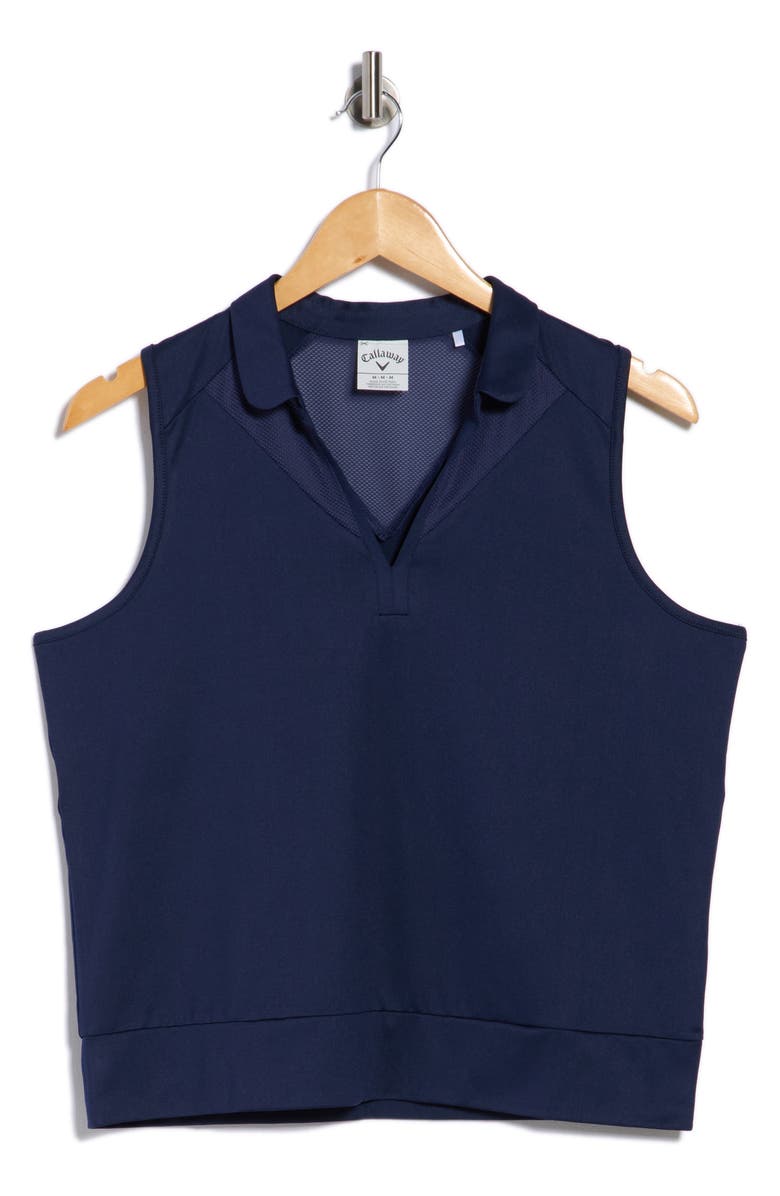 Callaway Mesh Panel Sleeveless Golf Top, Main, color, Peacoat