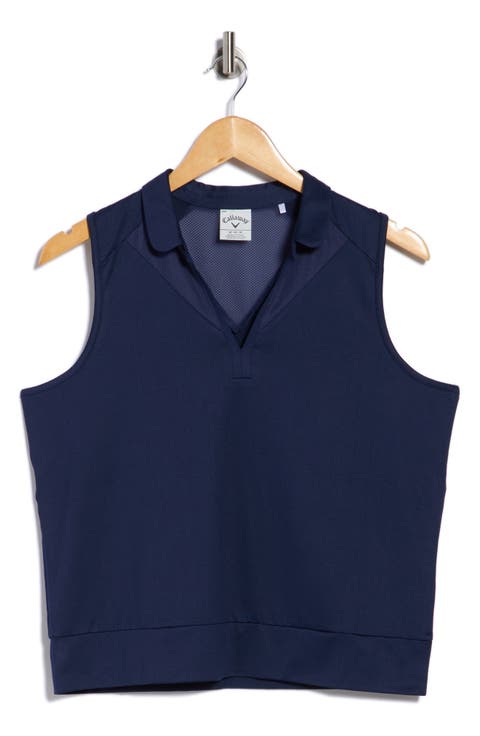Mesh Panel Sleeveless Golf Top