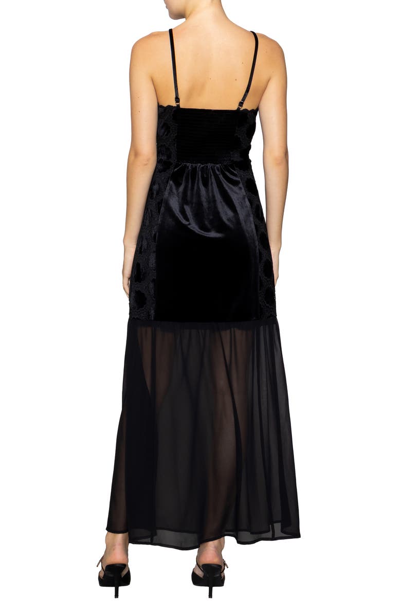 MELLODAY Lace Overlay Sleeveless Gown, Alternate, color, Black