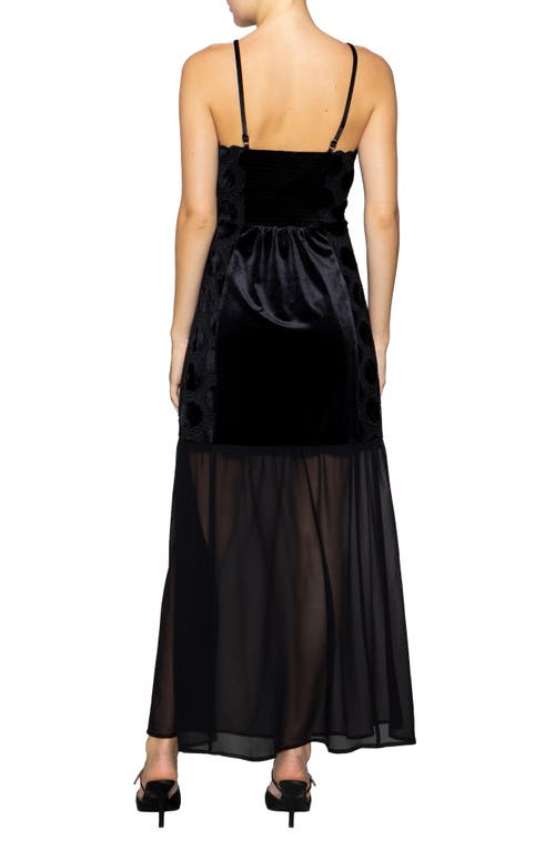 Melloday Lace Overlay Sleeveless Gown In Black