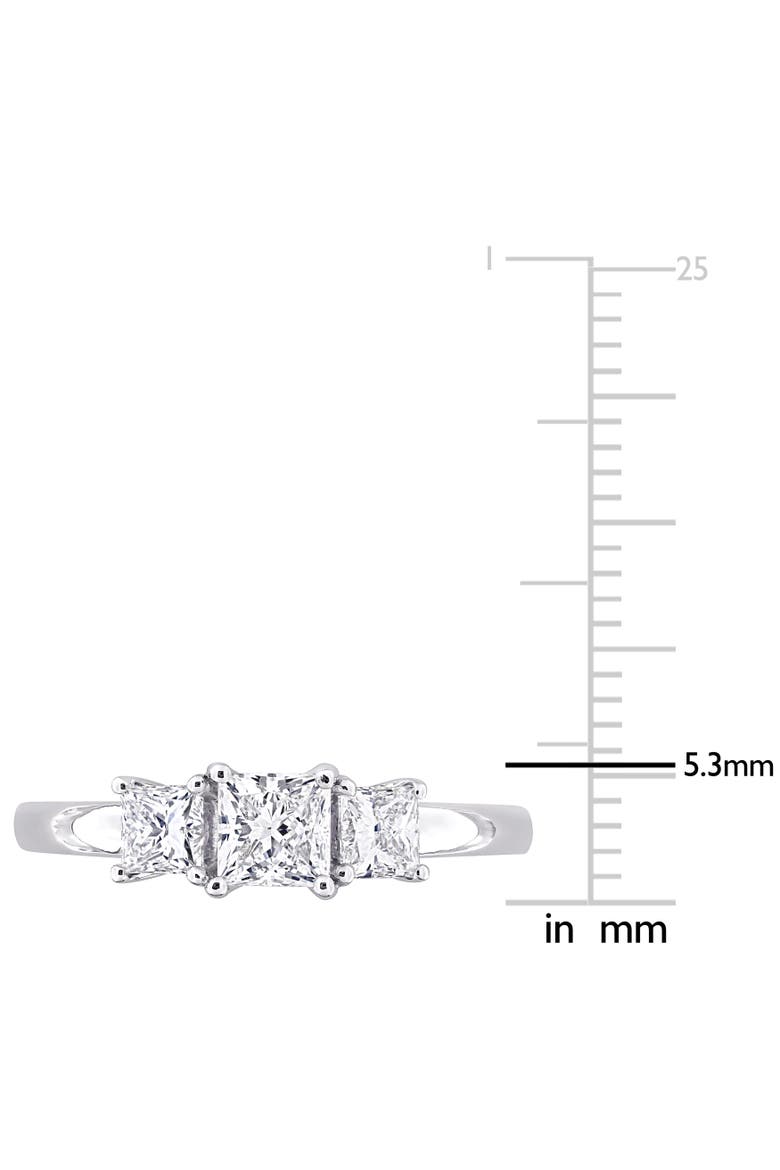 Lab Grown Diamond Princess 3-Stone Ring 14k, Alternate, color, White Gold