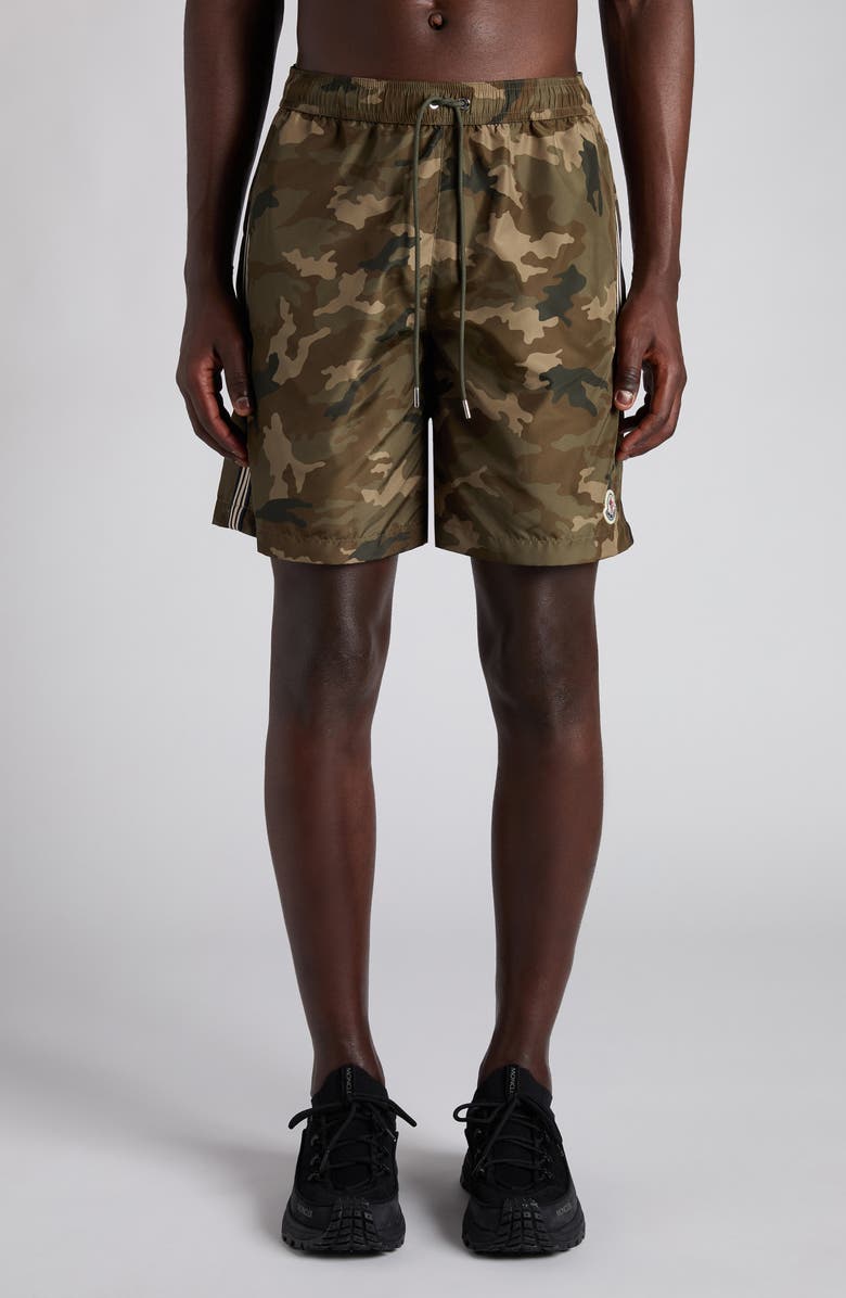 Moncler Boxer Mare Camouflage Swim Trunks, Main, color, Camouflage