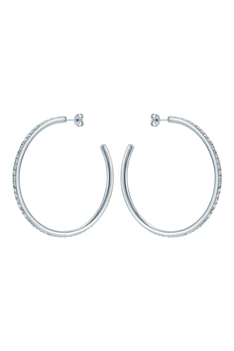 Claire Large Crystal Hoop Earrings, Alternate, color, SILVER TONE / CLEAR CRYSTAL