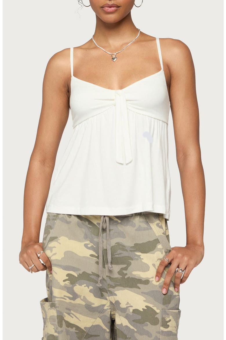 Michey Tie Front Babydoll Camisole, Main, color, WHITE