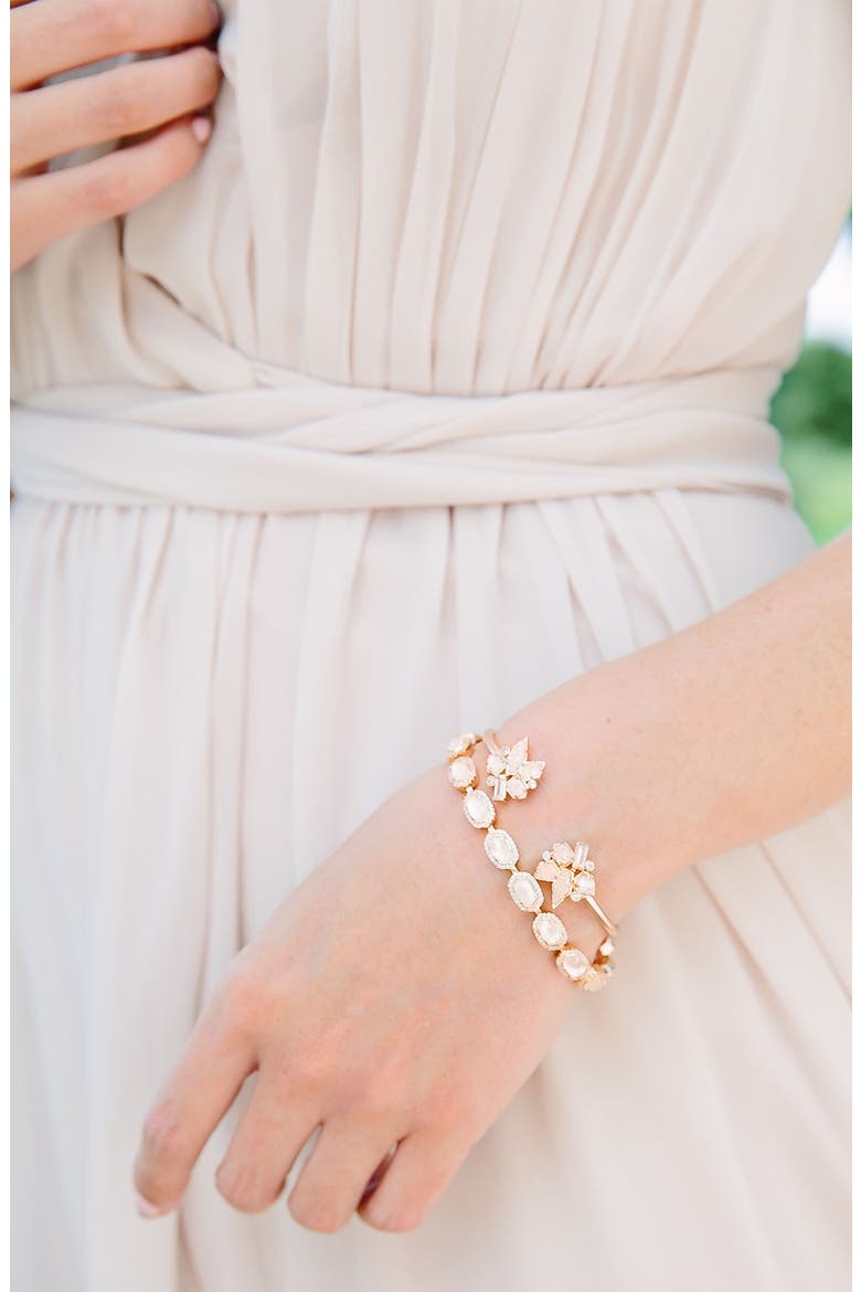 'Cole' Crystal Line Bracelet, Alternate, color, IVORY MOP/ ROSE GOLD