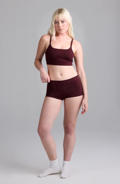 Woxer Luxe Bold Stretch Modal Boyshorts In Burgundy