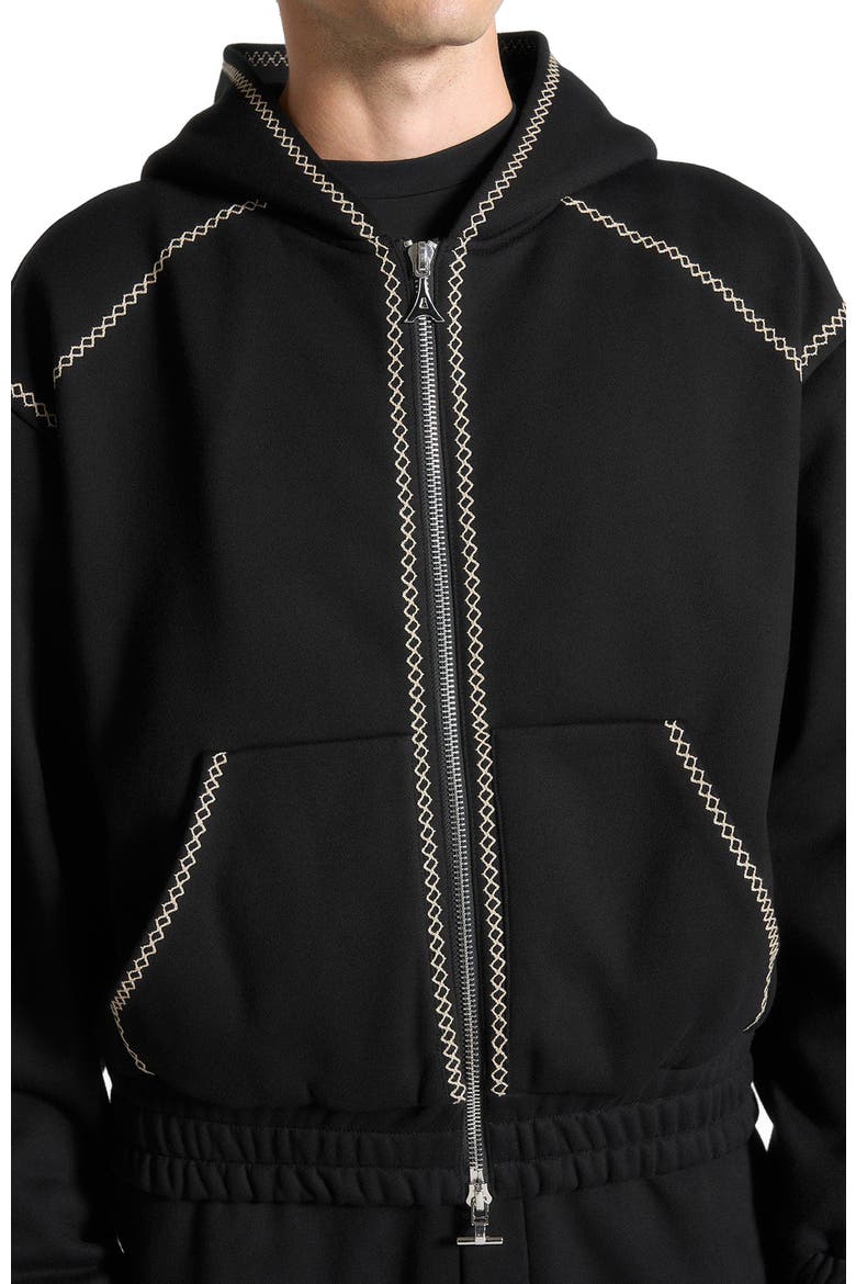Ivan Whipstitch Raglan Effect Zip Hoodie, Alternate, color, Black