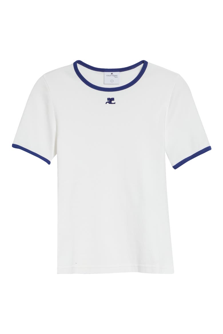 Contrast Trim Logo T-Shirt, Alternate, color, HERITAGE WHITE/ MINERAL BLUE
