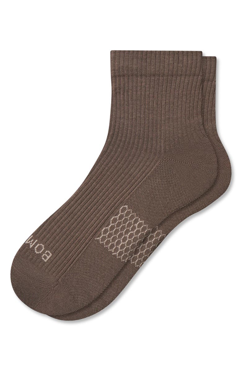 Bombas Modern Rib Quarter Socks, Alternate, color, Mushroom Grey