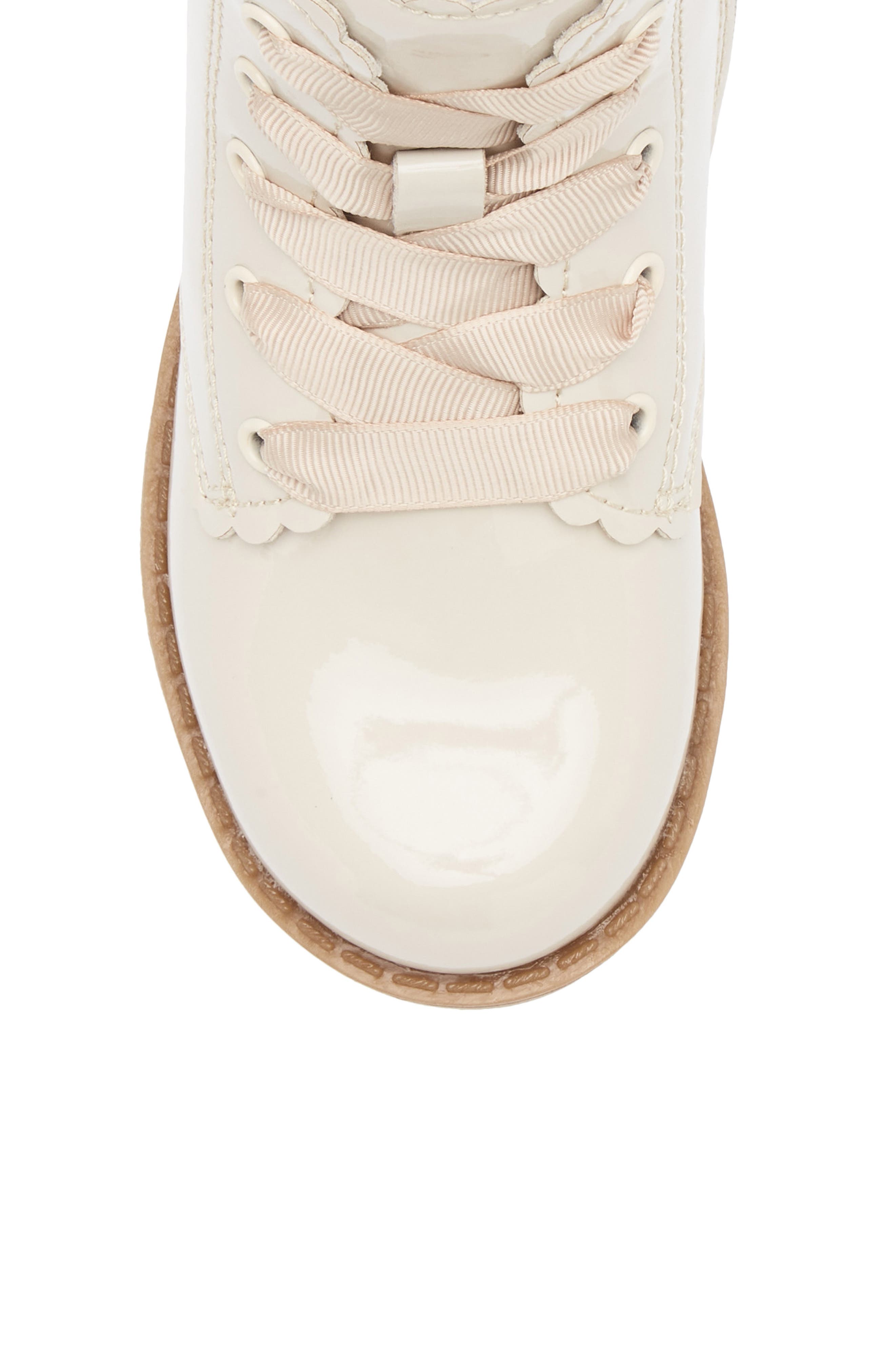 L'AMOUR Kids' Josephine Scallop Lace-Up Bootie, Alternate, color, Patent Cream