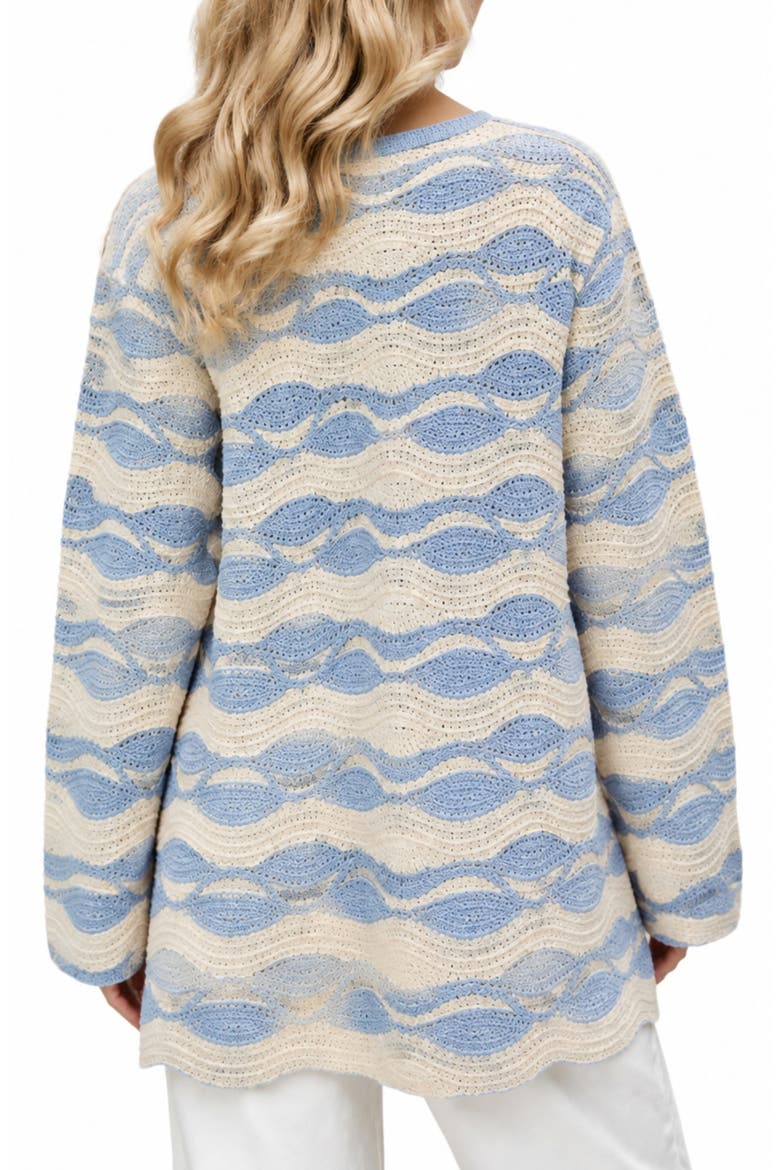 Scallop Crochet Tunic Sweater, Alternate, color, BLUE